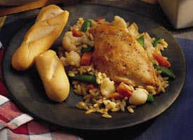 Caesar Chicken with Orzo